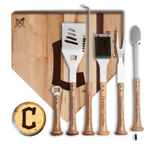Baseball BBQ Cleveland Guardians MVP 17” Cutting Board & 6-Piece BBQ Tools Grill Set
