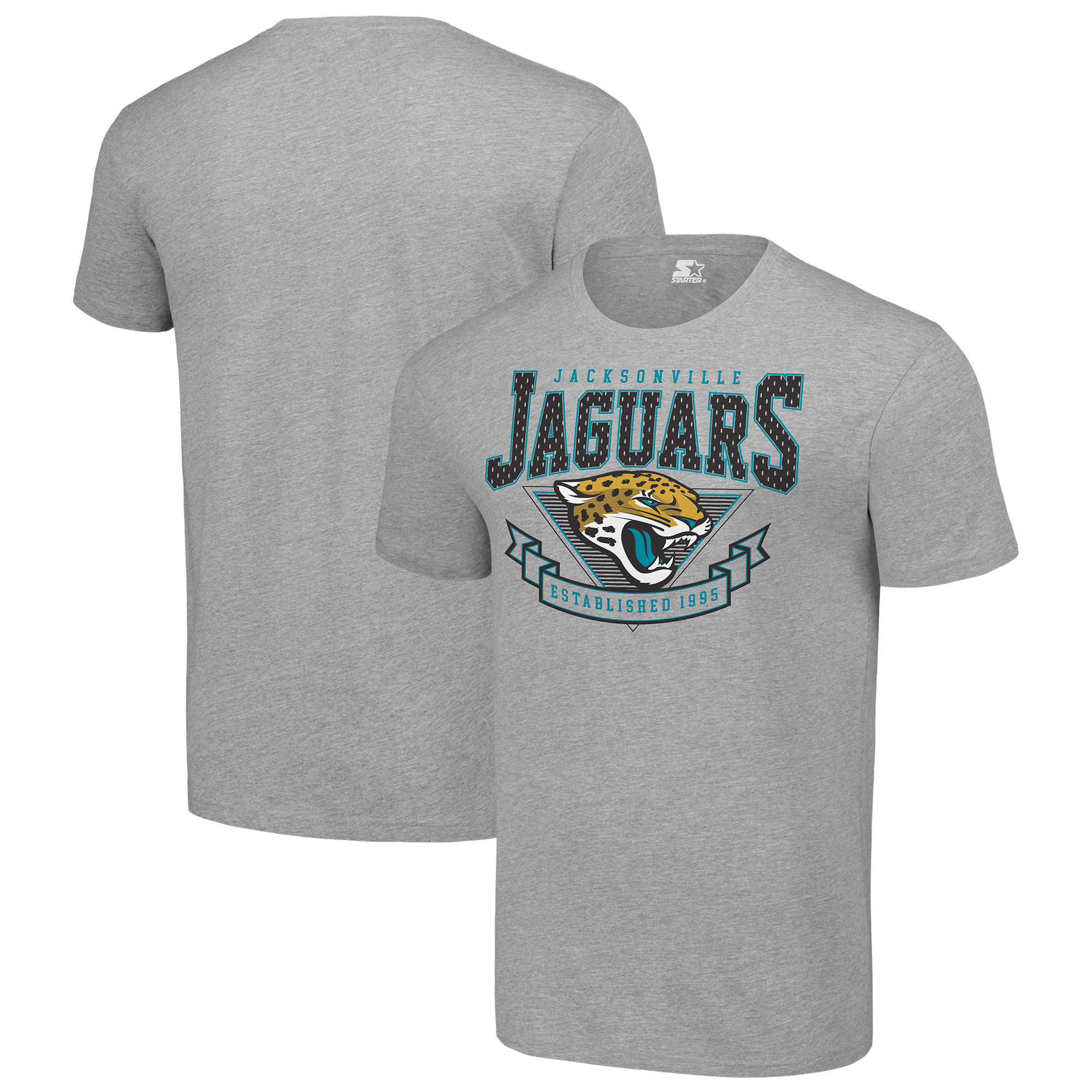 Men's Starter Heather Gray Jacksonville Jaguars 80s Inspired Team Logo T-Shirt - Image 5
