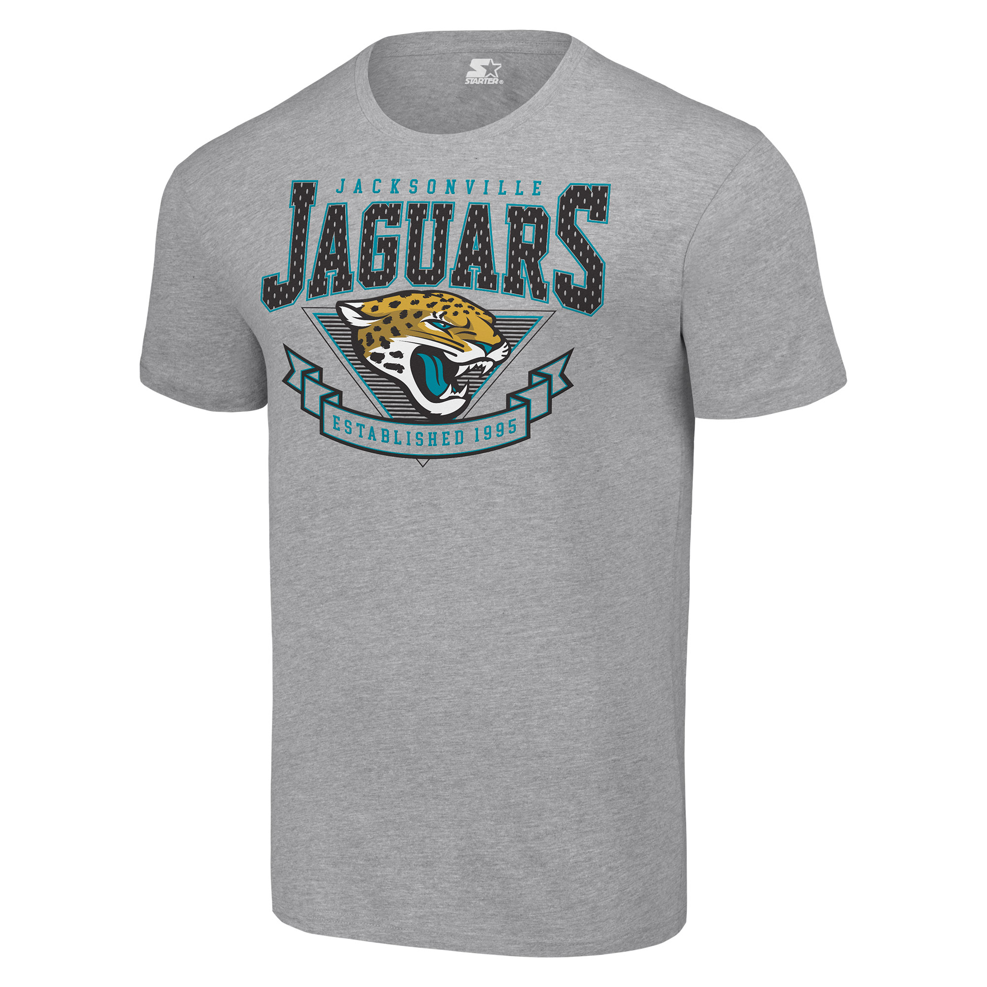 Men's Starter Heather Gray Jacksonville Jaguars 80s Inspired Team Logo T-Shirt - Image 3