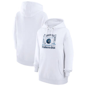 Women's G-III 4Her by Carl Banks White Minnesota Timberwolves Team Collage Graphic Fleece Pullover Hoodie