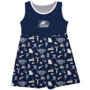 Girls Toddler Vive La Fete Blue Georgia Southern Eagles Impressions Artwork Tank Top Dress