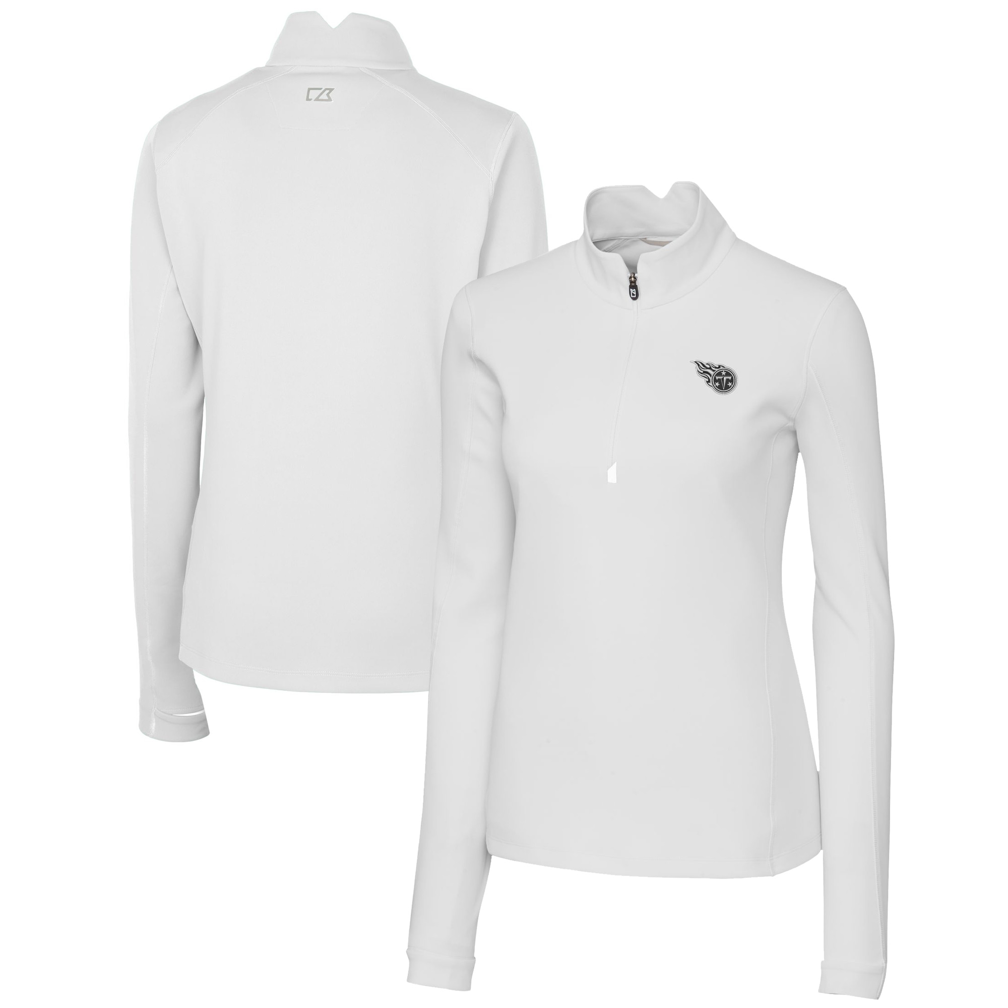 Women's Cutter & Buck White Tennessee Titans Traverse Stretch DryTec Quarter-Zip Top - Image 5