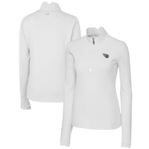 Women's Cutter & Buck White Tennessee Titans Traverse Stretch DryTec Quarter-Zip Top