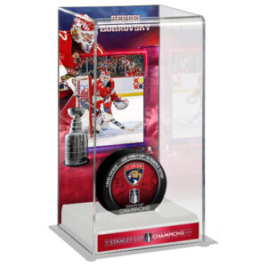 Sergei Bobrovsky Florida Panthers  2024 Stanley Cup Champions Logo Deluxe Tall Hockey Puck Case