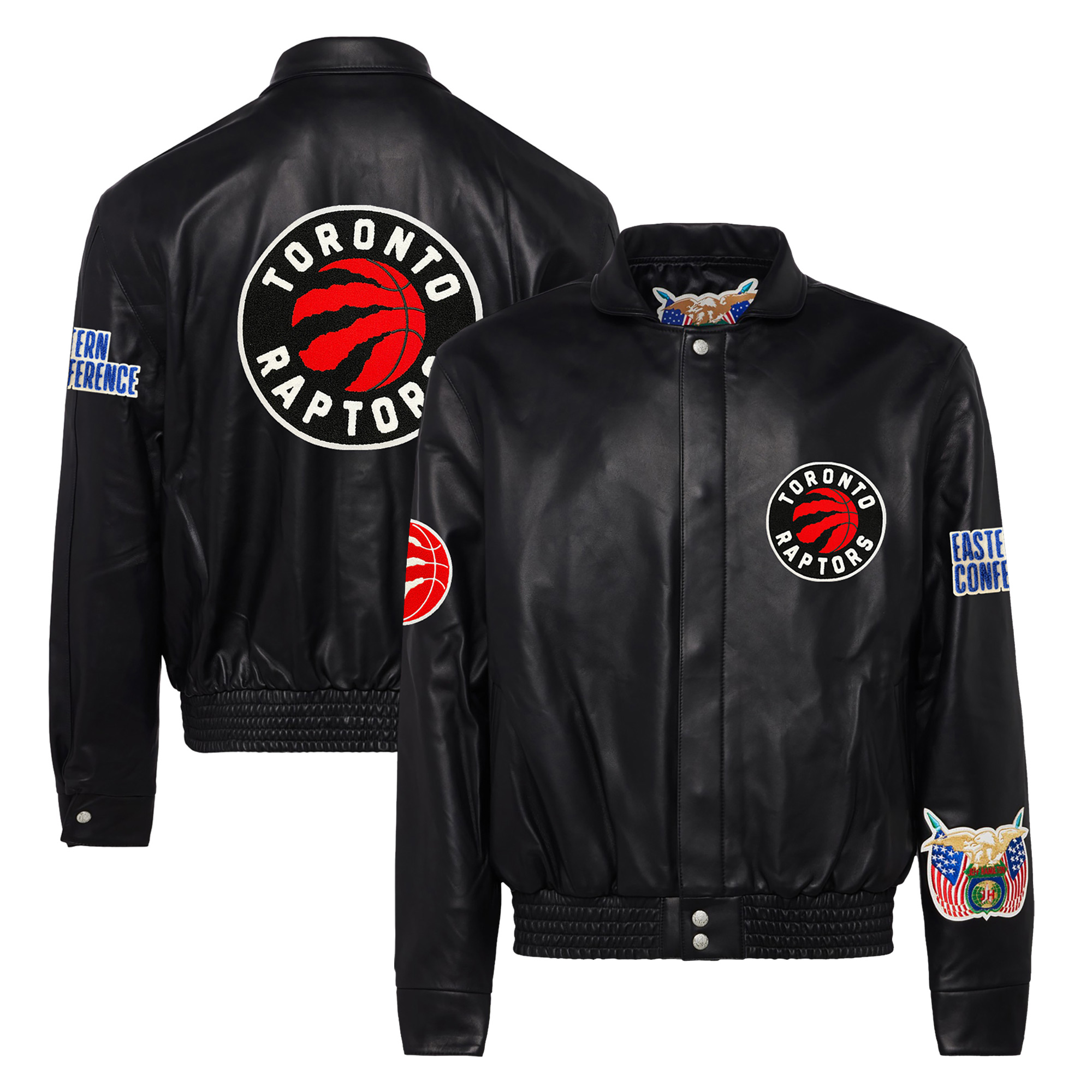 Men's Jeff Hamilton Black Toronto Raptors Leather Full-Snap Jacket