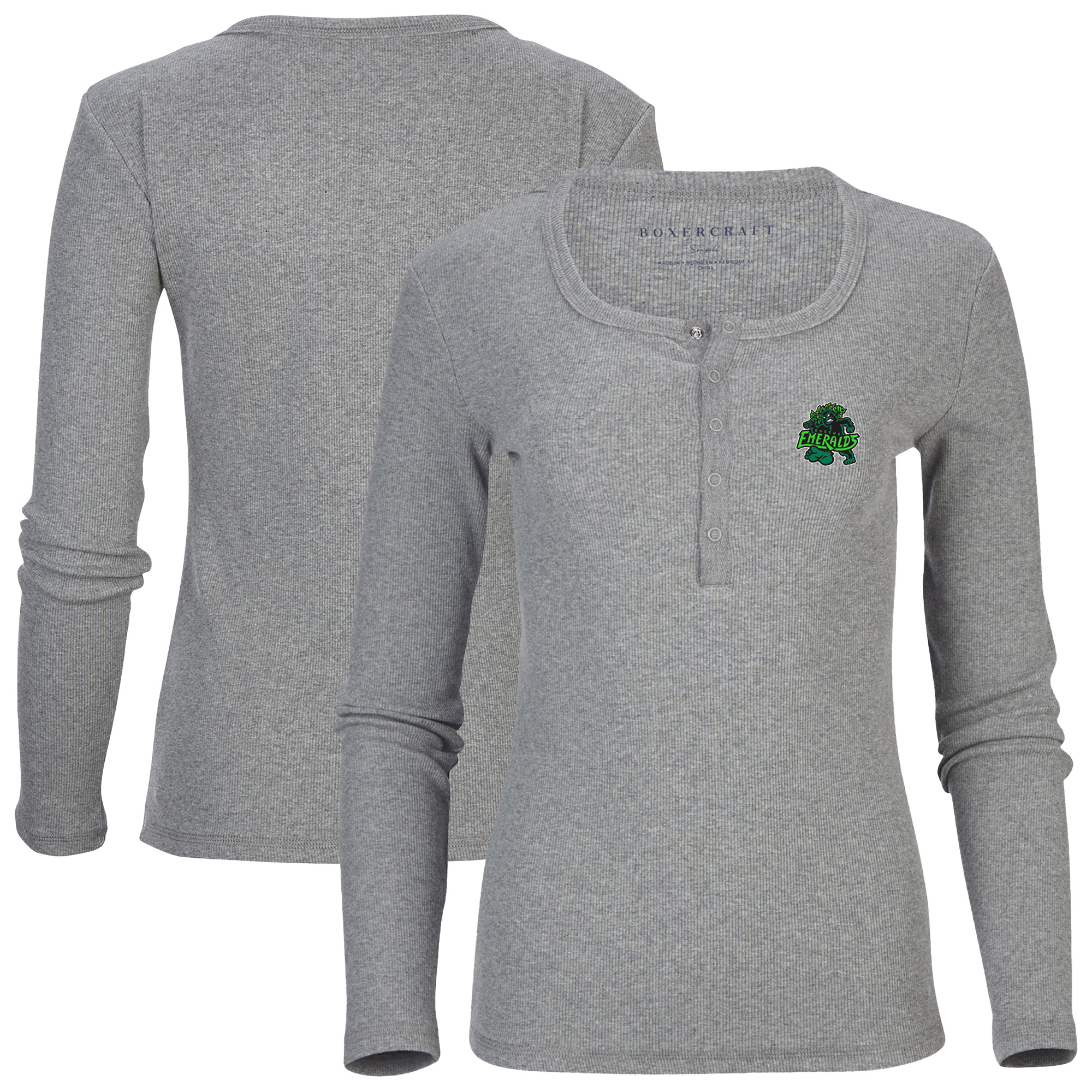 Women's Heather Gray Eugene Emeralds Harper Henley Long Sleeve T-Shirt