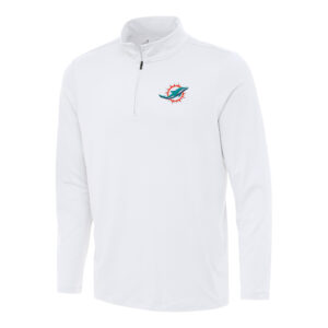 Men's Antigua White Miami Dolphins Reprocess Quarter-Zip Top
