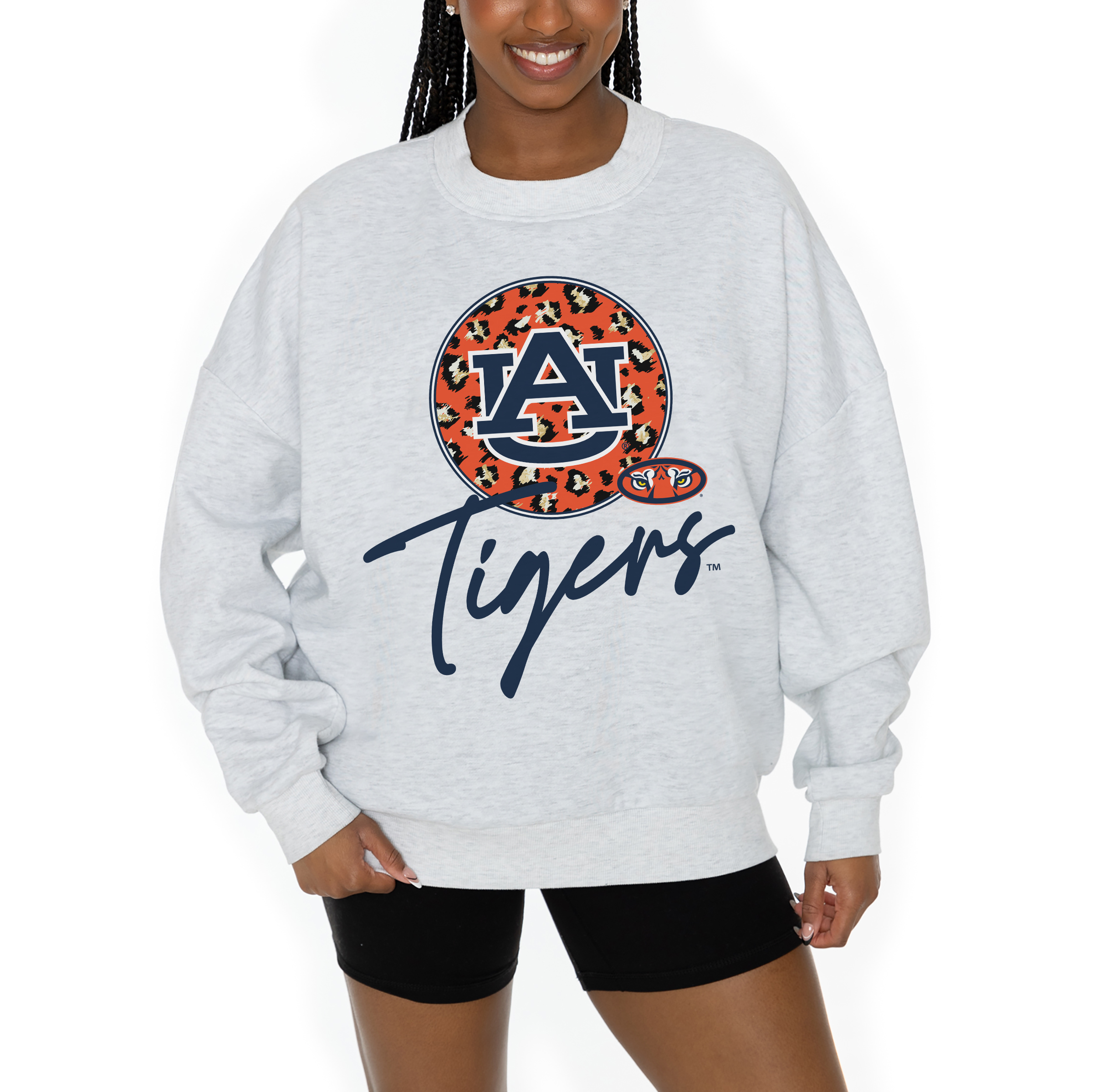 Women's Gameday Couture Ash Auburn Tigers Premium Fleece Pullover Sweatshirt - Image 2