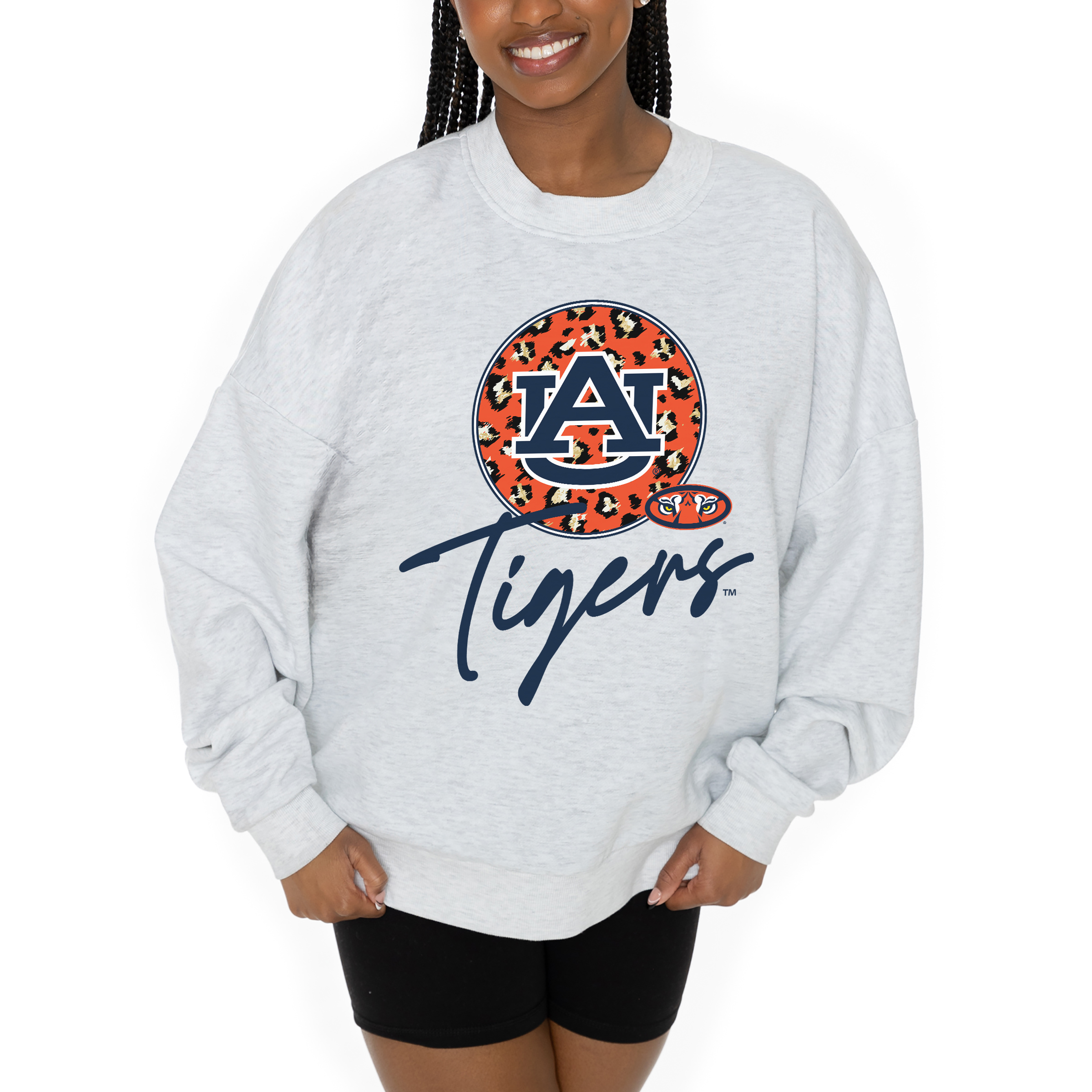 Women's Gameday Couture Ash Auburn Tigers Premium Fleece Pullover Sweatshirt - Image 8