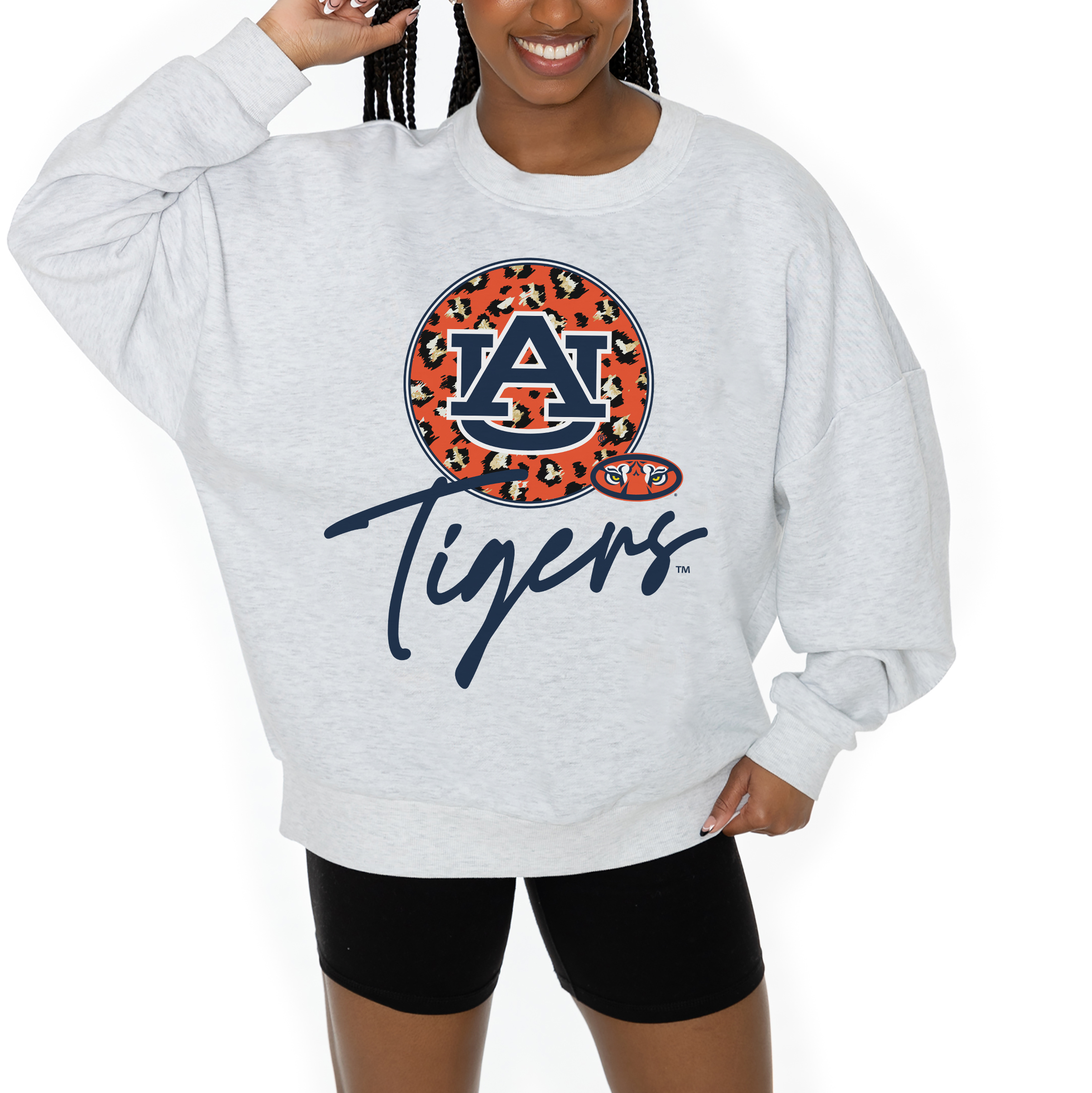 Women's Gameday Couture Ash Auburn Tigers Premium Fleece Pullover Sweatshirt - Image 9