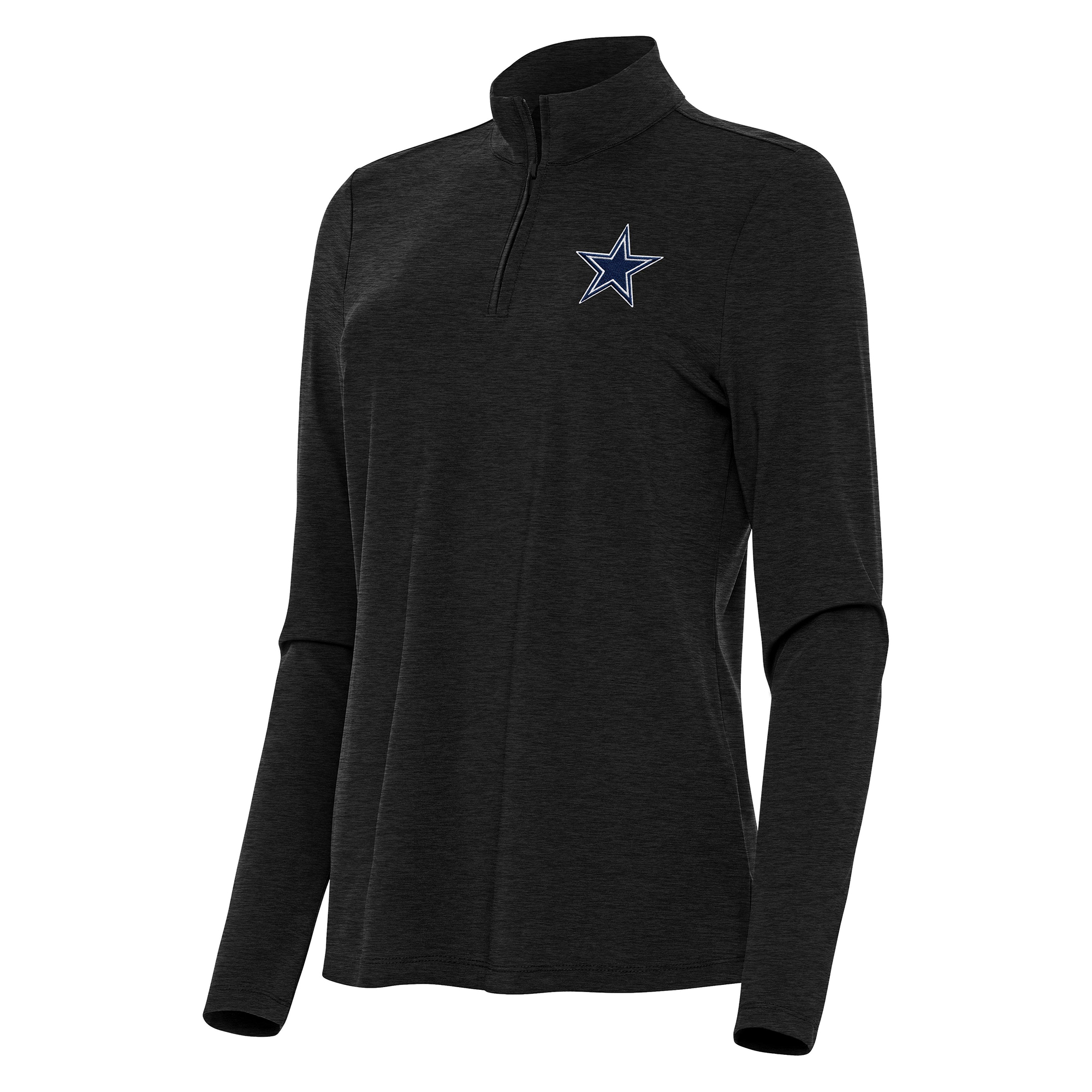 Women's Antigua Heather Black Dallas Cowboys Bright Quarter-Zip Sweatshirt