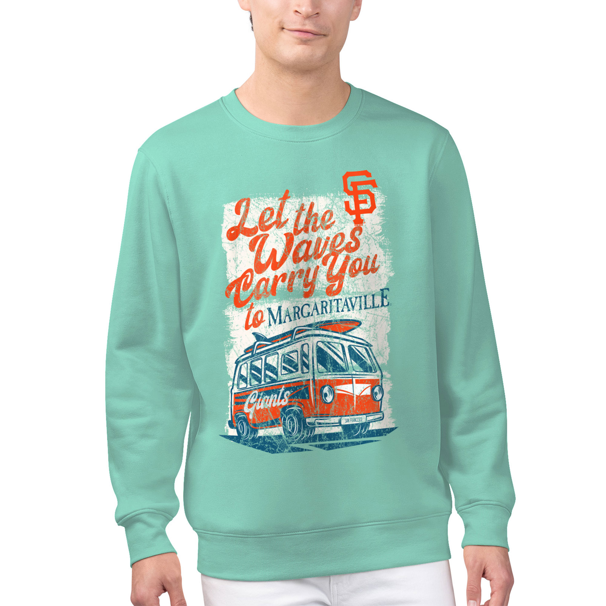 Men's Margaritaville Mint San Francisco Giants Bus Waves Graphic Pullover Sweatshirt - Image 4