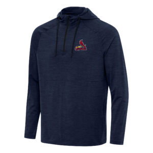Men's Antigua Heather Navy St. Louis Cardinals Spikes Quarter-Zip Pullover Hoodie