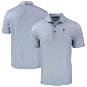 Men's Cutter & Buck Gray Texas Rangers Pike Eco Pebble Print Polo