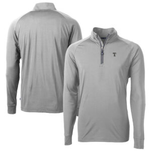 Men's Cutter & Buck Gray Texas Rangers Big & Tall Adapt Eco Knit Stretch Recycled Quarter-Zip Pullover Top