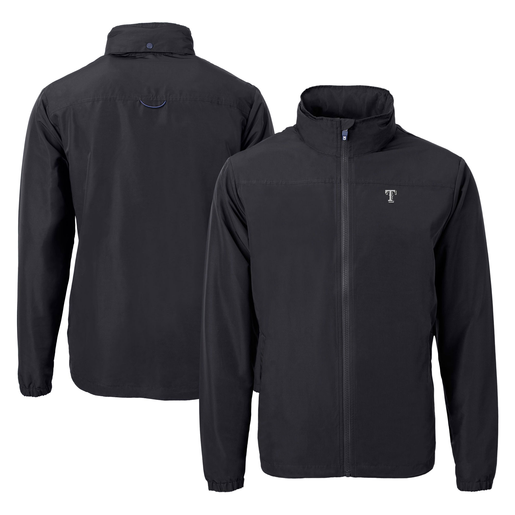 Men's Cutter & Buck Black Texas Rangers Big & Tall Charter Eco Knit Recycled Full-Zip Hoodie Jacket - Image 2