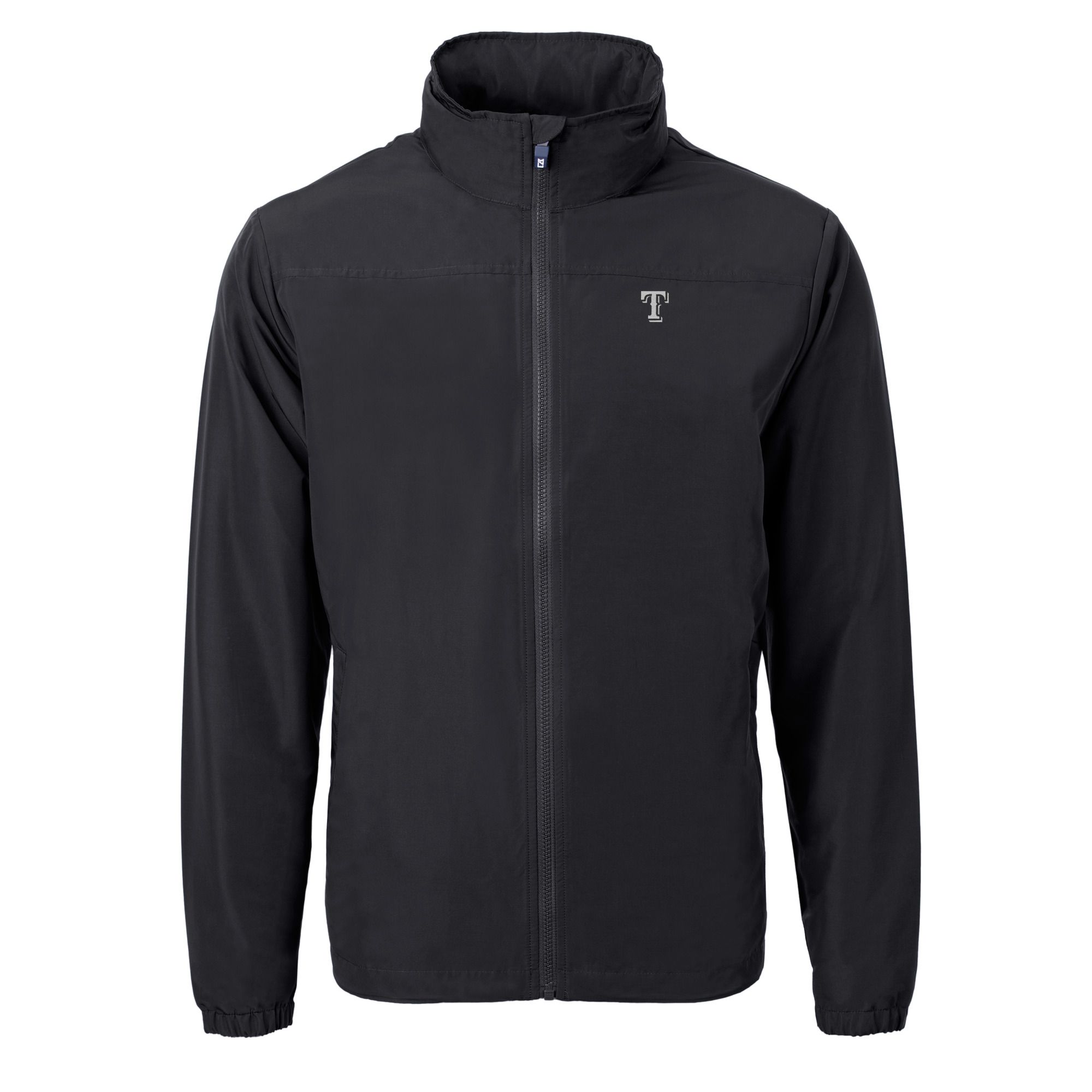 Men's Cutter & Buck Black Texas Rangers Big & Tall Charter Eco Knit Recycled Full-Zip Hoodie Jacket - Image 3