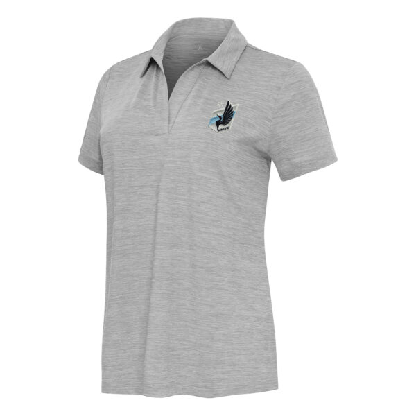 Women's Antigua Heather Gray Minnesota United FC Layout V-Neck Polo