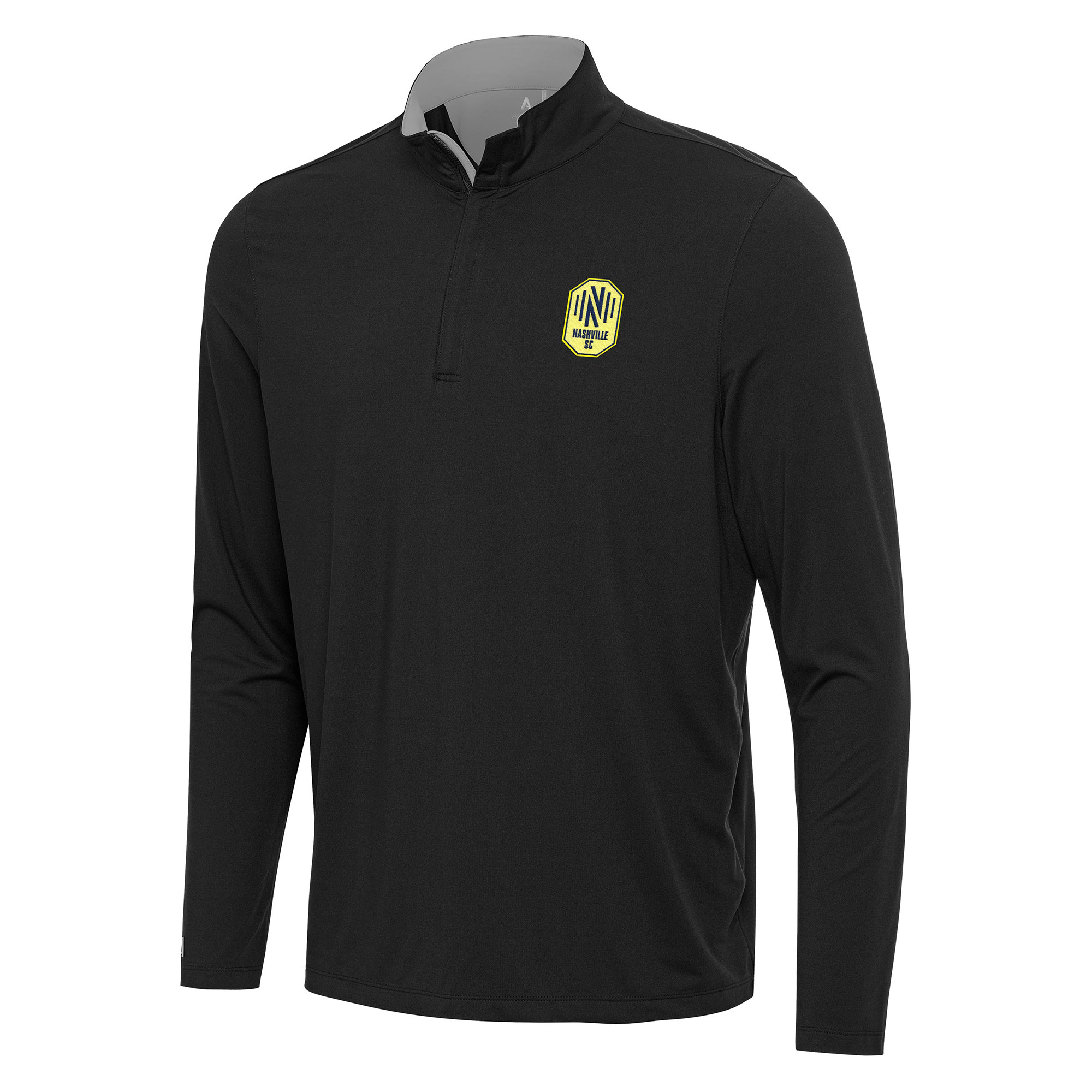 Men's Antigua Black Nashville SC Content Quarter-Zip Jacket