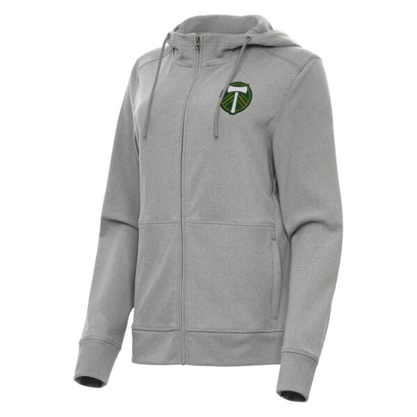 Women's Antigua Heather Gray Portland Timbers Seeker Full-Zip Hoodie