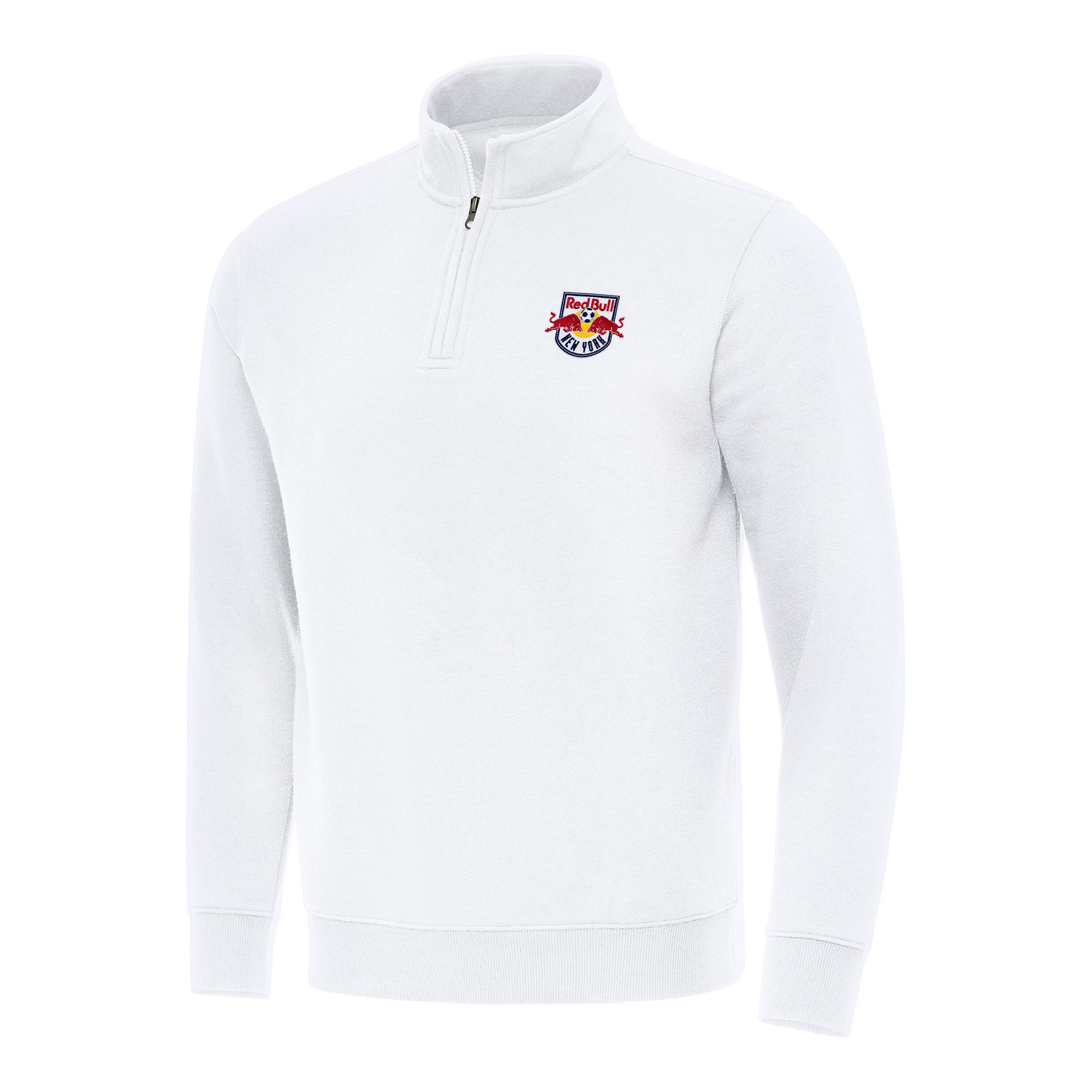 Men's Antigua White New York Red Bulls Victory Quarter-Zip Jacket