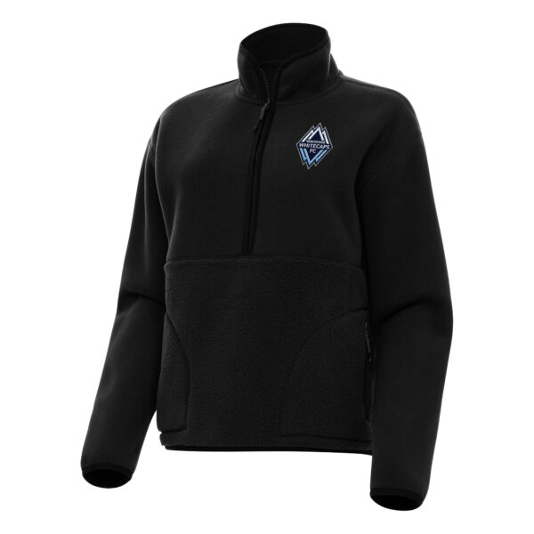 Women's Antigua Black Vancouver Whitecaps FC Figure Half-Zip Sweatshirt