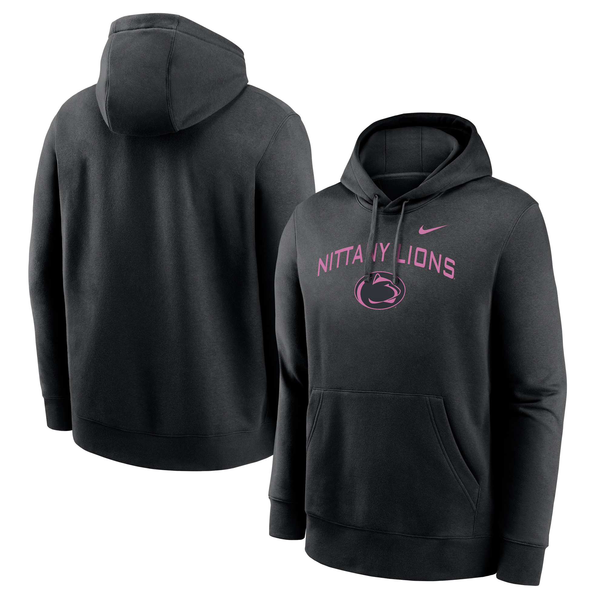 Men's Nike Black Penn State Nittany Lions Throwback Club Fleece Pullover Hoodie - Image 2
