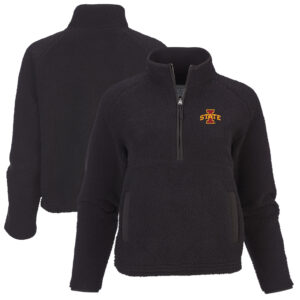 Women's Boxercraft Black Iowa State Cyclones Everest Raglan Fleece Half-Zip Sweatshirt