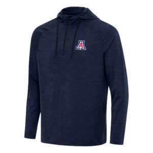 Men's Antigua Heather Navy Arizona Wildcats Spikes Raglan Quarter-Zip Hoodie