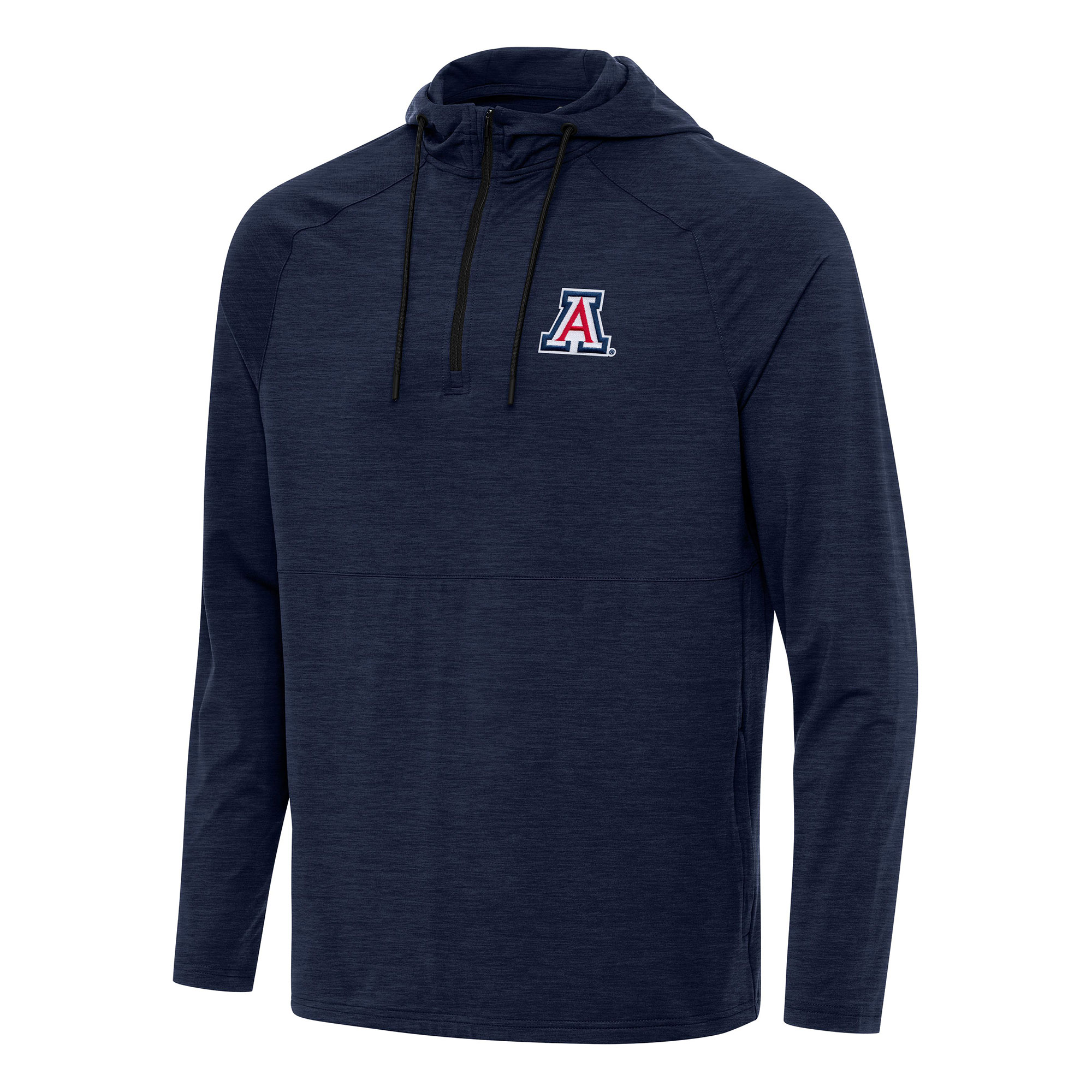 Men's Antigua Heather Navy Arizona Wildcats Spikes Raglan Quarter-Zip Hoodie