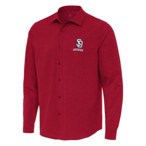 Men's Antigua Red South Dakota Coyotes Exposure Woven Long Sleeve Full-Button Shirt