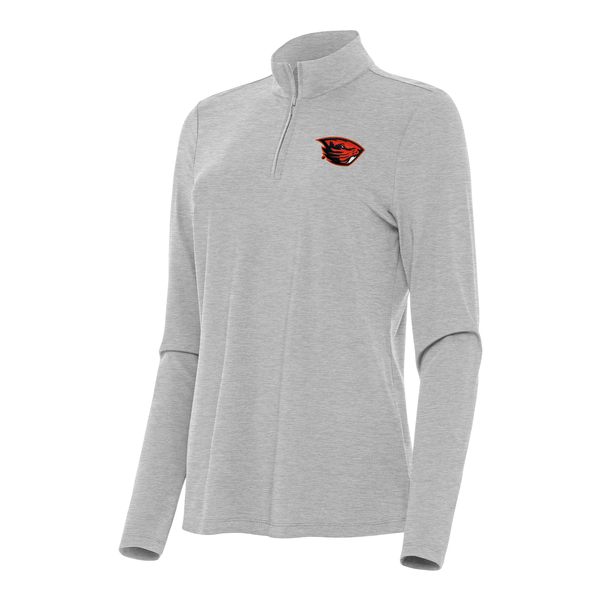 Women's Antigua Heather Gray Oregon State Beavers Bright Quarter-Zip Top