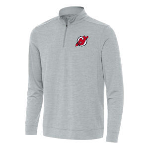 Men's Antigua Heather Gray New Jersey Devils Bright Quarter-Zip Top
