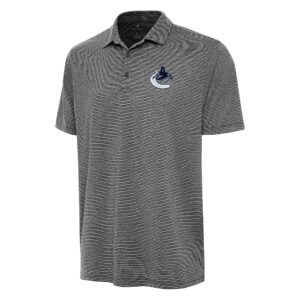 Men's Antigua  Heather Black Vancouver Canucks Scheme Polo
