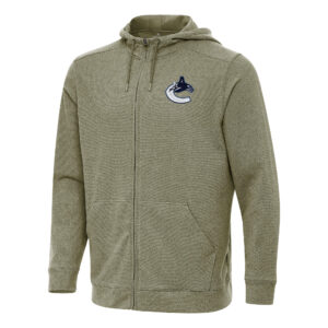 Men's Antigua Olive Vancouver Canucks Effortless Full-Zip Hoodie Jacket