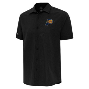 Men's Antigua  Black Indiana Pacers Activate Woven Short Sleeve Button-Up Shirt