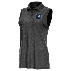 Women's Antigua  Heather Black Minnesota Timberwolves Recap Sleeveless Polo