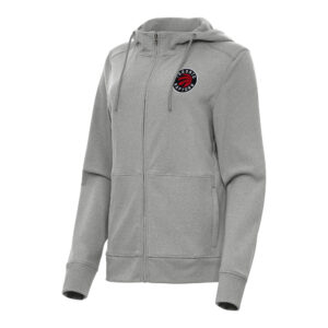 Women's Antigua Heather Gray Toronto Raptors Seeker Full-Zip Hoodie Jacket