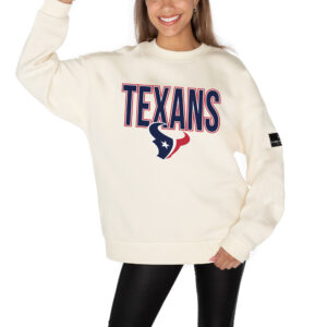 Women's Gameday Couture  Cream Houston Texans Premium Fleece Drop Shoulder Pullover Sweatshirt