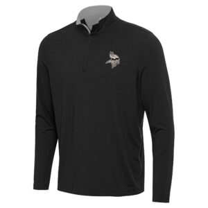 Men's Antigua  Black Minnesota Vikings Content Quarter-Zip Pullover Top