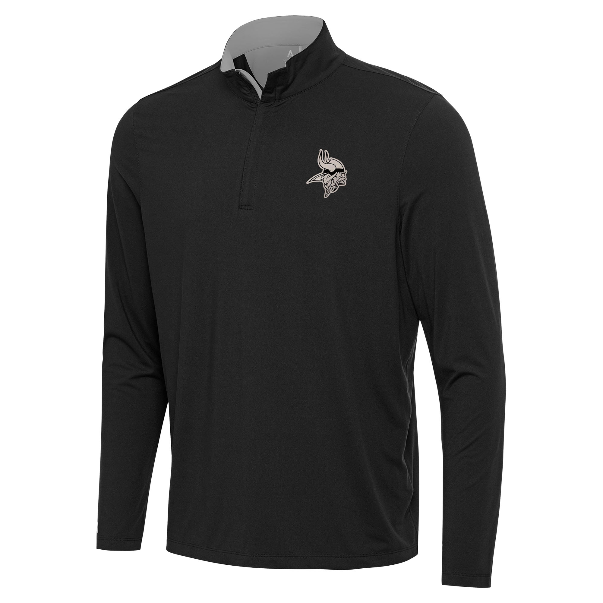 Men's Antigua Black Minnesota Vikings Content Quarter-Zip Pullover Top