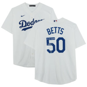 Mookie Betts Los Angeles Dodgers Autographed 2024 World Series Champions White Nike Replica Jersey with "24 WS Champs" Inscription
