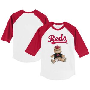 Infant Tiny Turnip White/Red Cincinnati Reds Teddy Boy Raglan 3/4 Sleeve T-Shirt