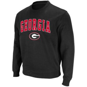 Men's Stadium Athletic Black Georgia Bulldogs Arch & Logo Crew Pullover Sweatshirt