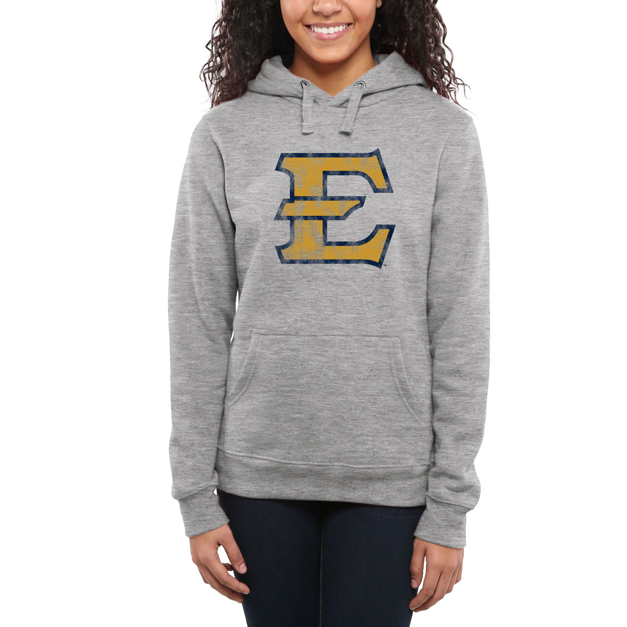 Women's Ash ETSU Buccaneers Classic Primary Pullover Hoodie