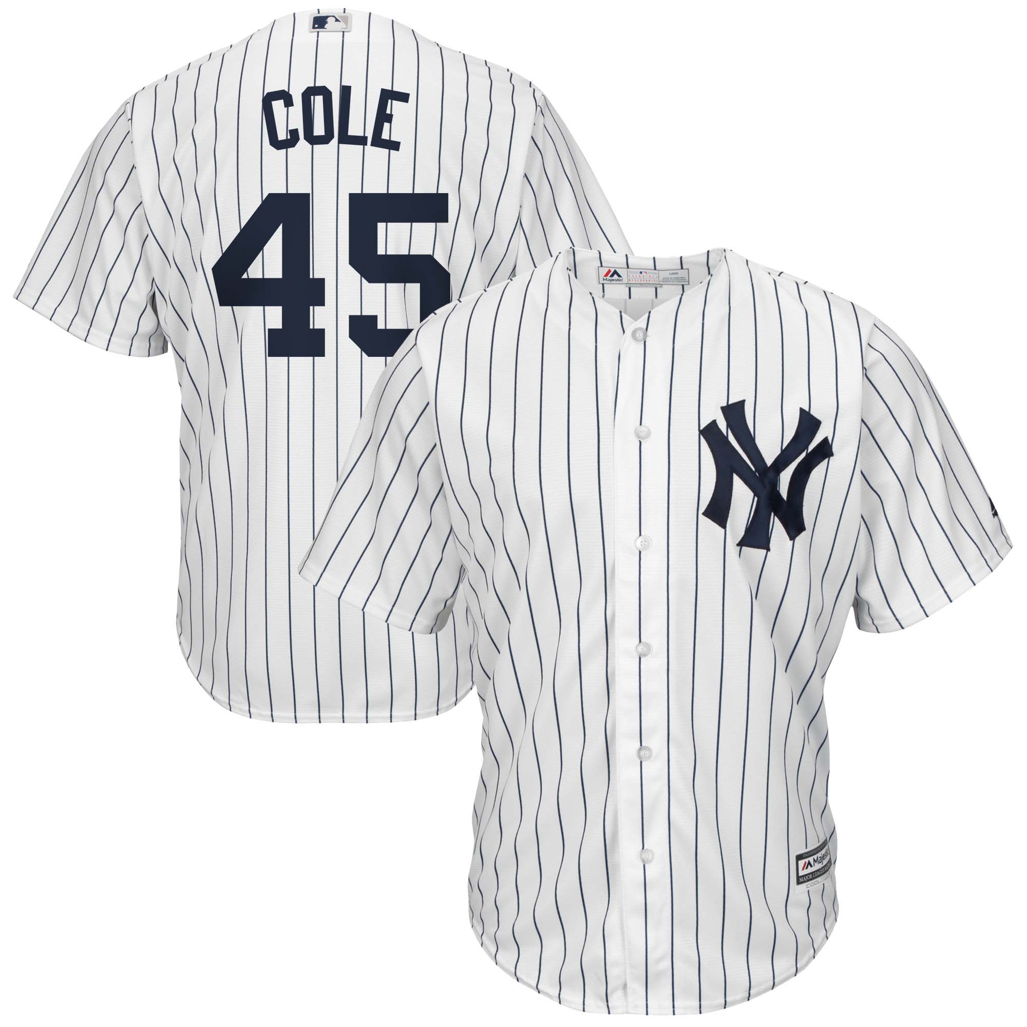 Men's Gerrit Cole White/Navy New York Yankees Big & Tall Replica Player Jersey - Image 5