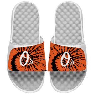 ISlide White Baltimore Orioles Tie Dye Slide Sandals