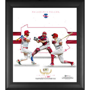 Philadelphia Phillies Framed 15" x 17" Franchise Foundations Collage with a Piece of Game Used Baseball - Limited Edition of 267