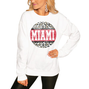 Women's White Miami University RedHawks Scoop & Score Pullover Sweatshirt
