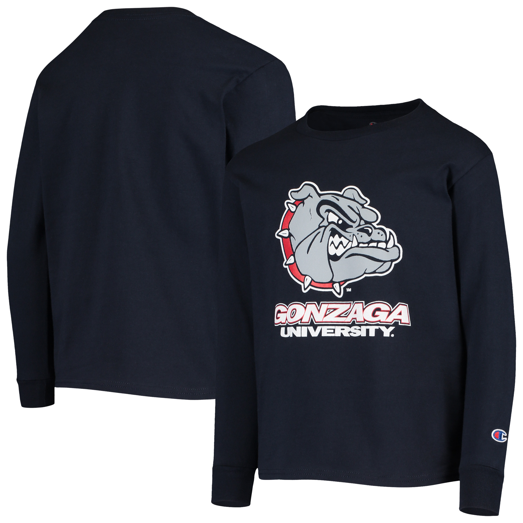 Youth Champion Navy Gonzaga Bulldogs Lockup Long Sleeve T-Shirt - Image 2